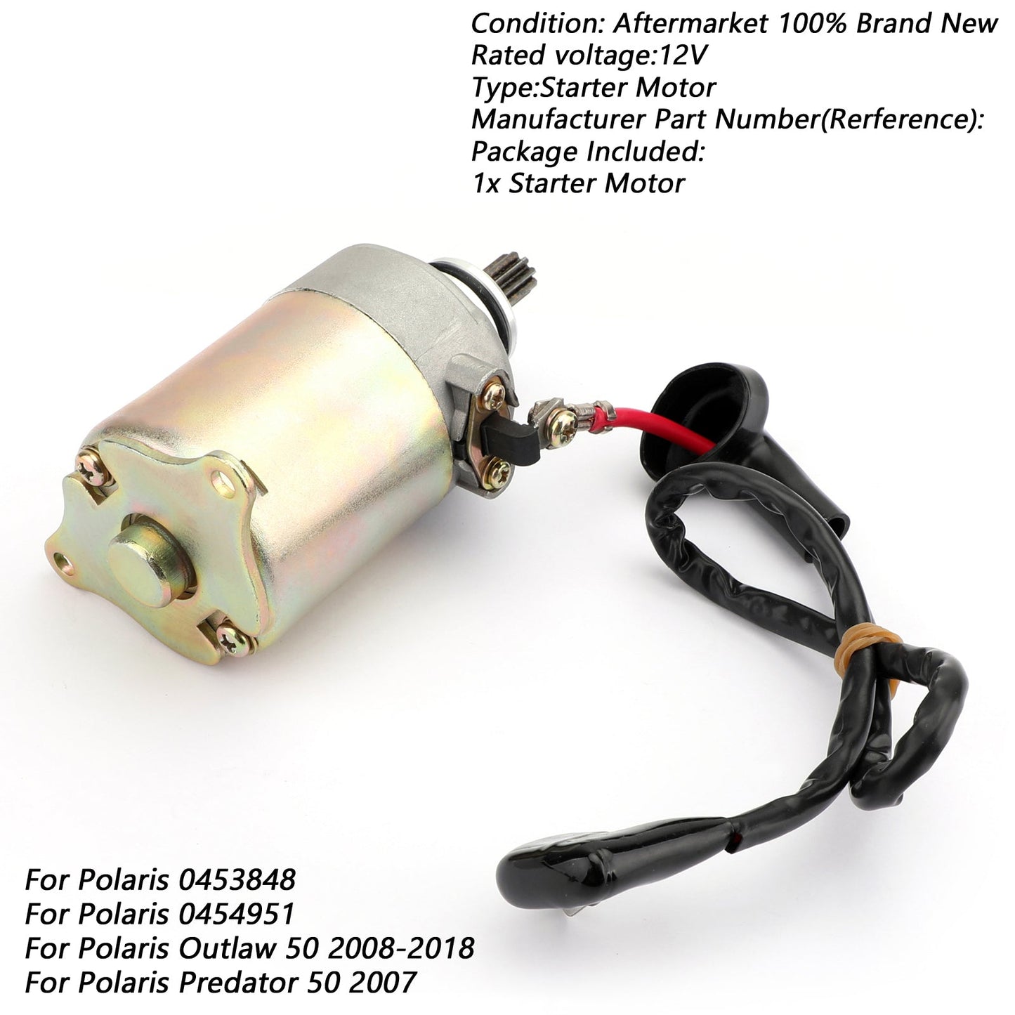 Motor de arranque eléctrico con cable para Polaris RZR 170 UTV 2009-17 0454488 0454945