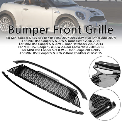 2007-2015 Mini Cooper S R55 R56 R57 R58 R59 JCW Style 3PCS Gloss Black Front Grill Replacement Grille