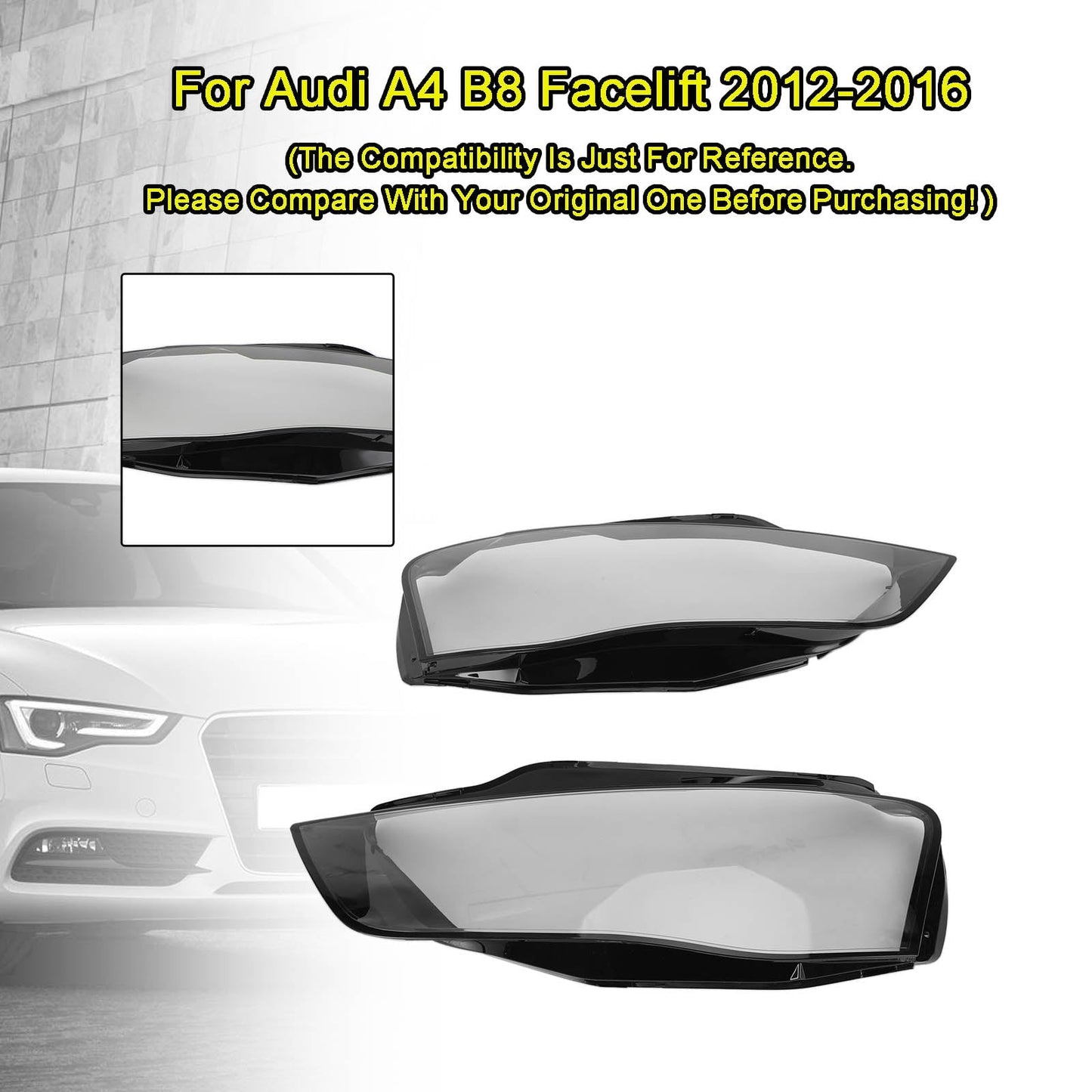 Coque de protection en plastique pour phare avant gauche et droit Audi A4 B8 Facelift 2012-2016 8K0941753C 8K0941031C