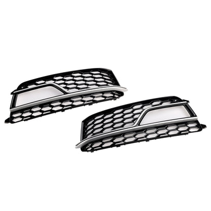 2013-2016 Audi A5 Sline / S5 2PCS Front Fog Lamp Black Grill Honeycomb Replacement Grille