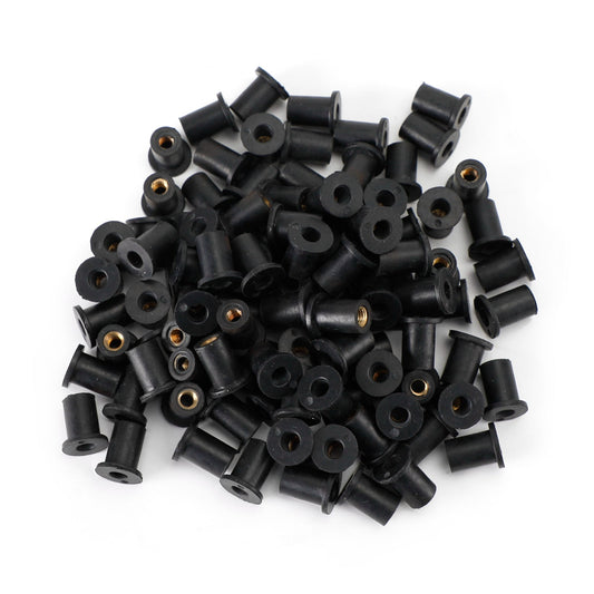 Lot de 100 écrous de puits en caoutchouc pour pare-brise et carénage, en laiton M4, 4 mm, pour moto et vélo