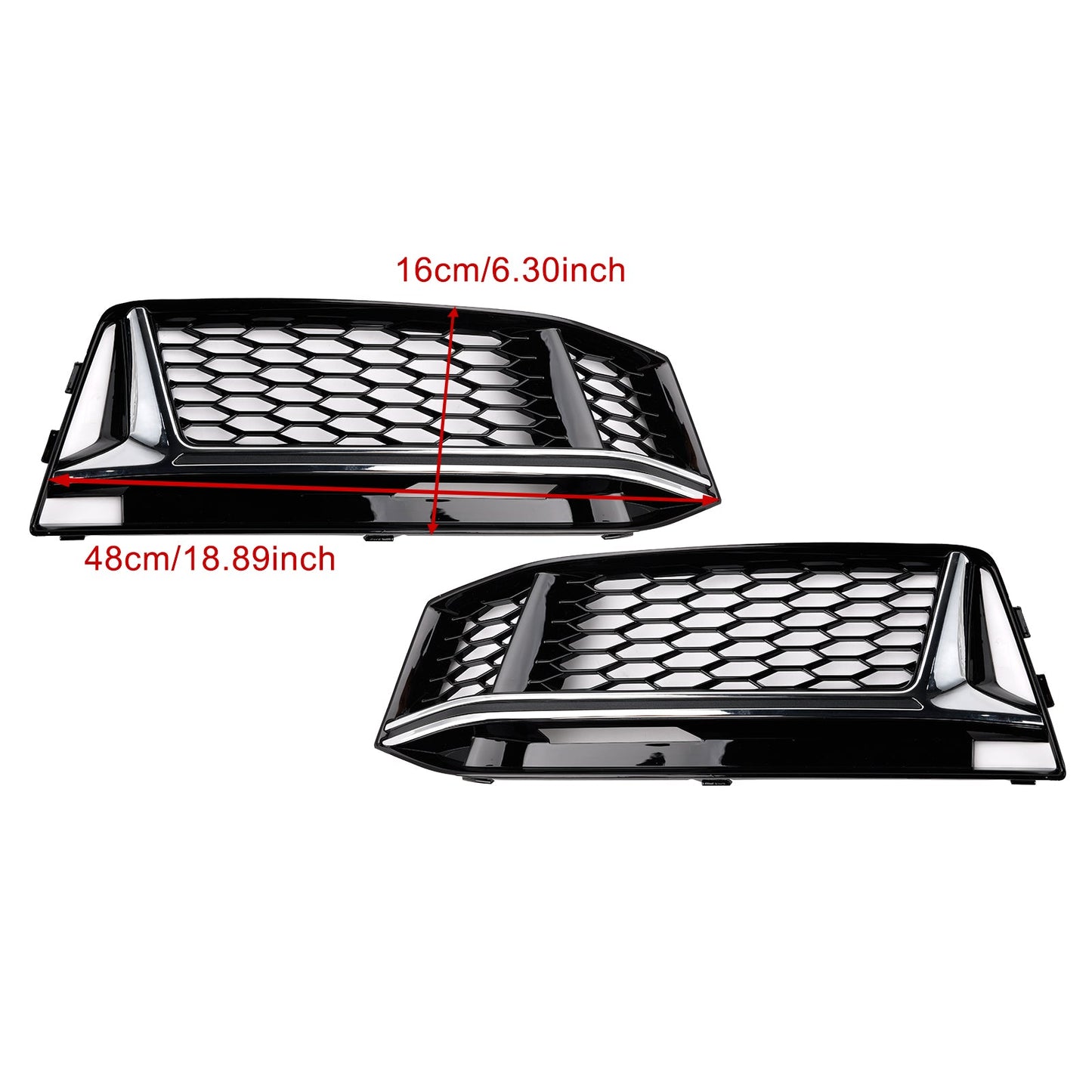 2016-2018 2PCS Fog Light Cover Grille Grill Fit AUDI A4 B9 S-Line S4