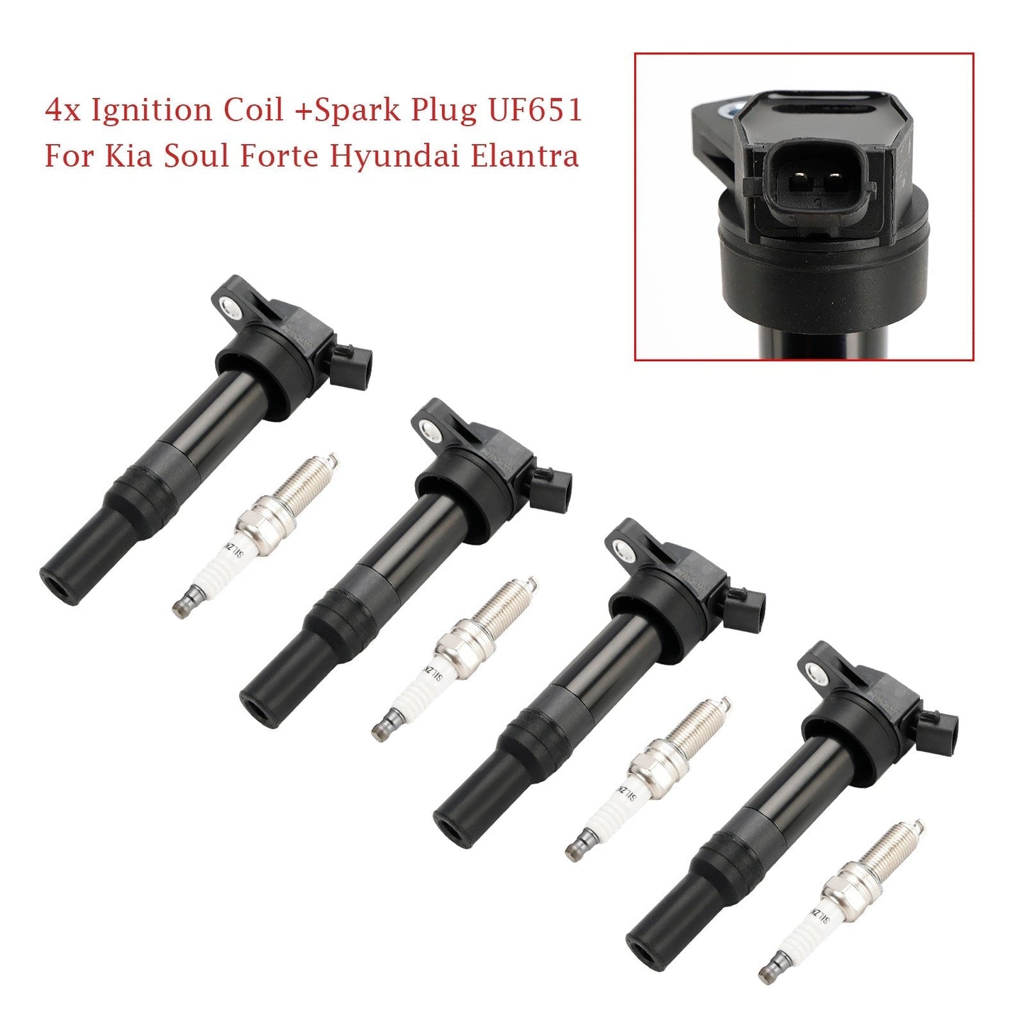 Hyundai Elantra 1,8 L L4 2012-2016, 4 bobines d'allumage et bougies d'allumage UF651 UF-651