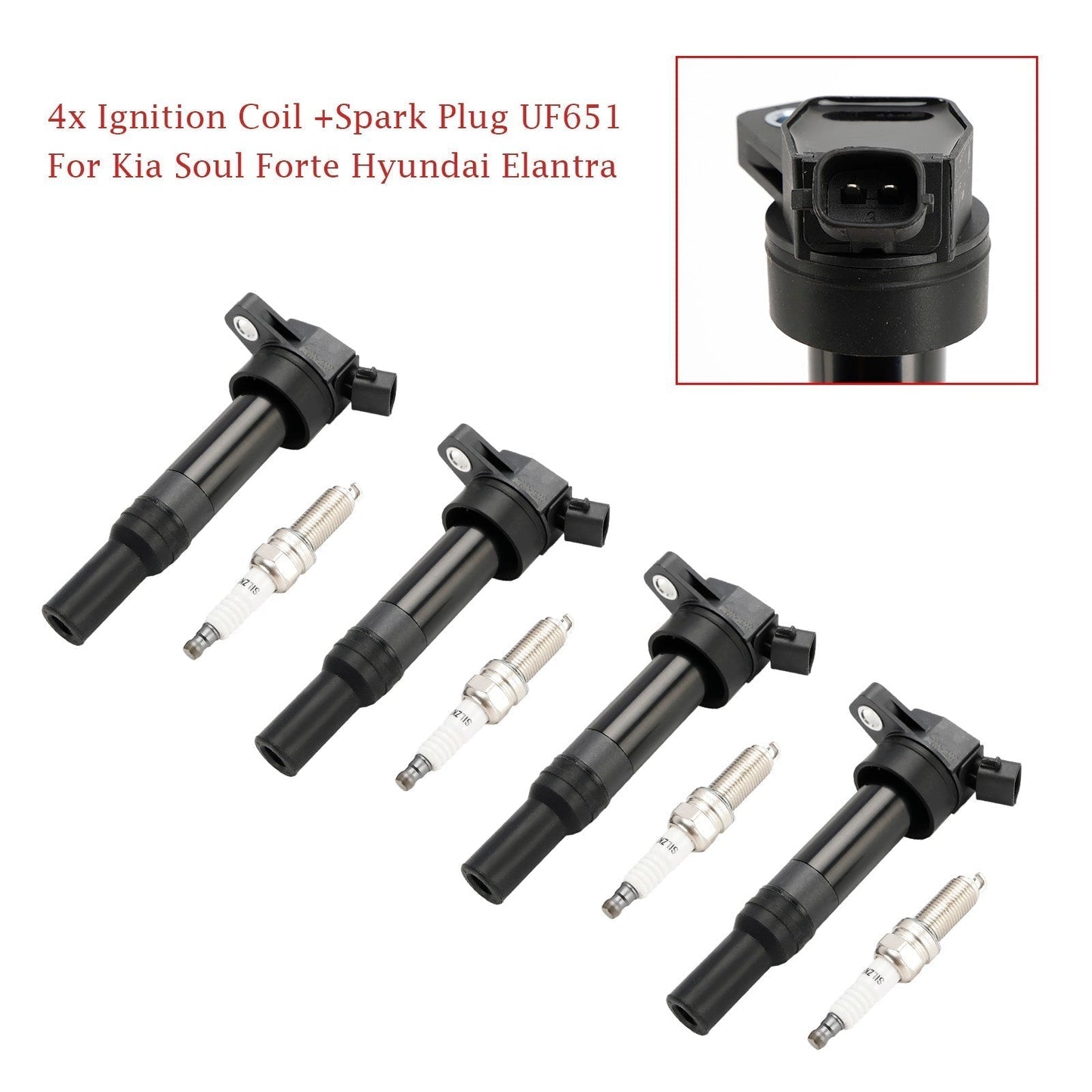 Hyundai Elantra GT 2.0L L4 2013-2020, 4 bobines d'allumage et bougies UF651 UF-653