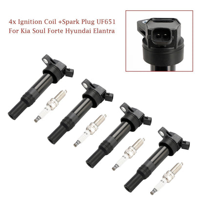 2014-2020 Hyundai Tucson 2.0L L4 UF651 UF-657 4x Ignition Coil+Spark Plug
