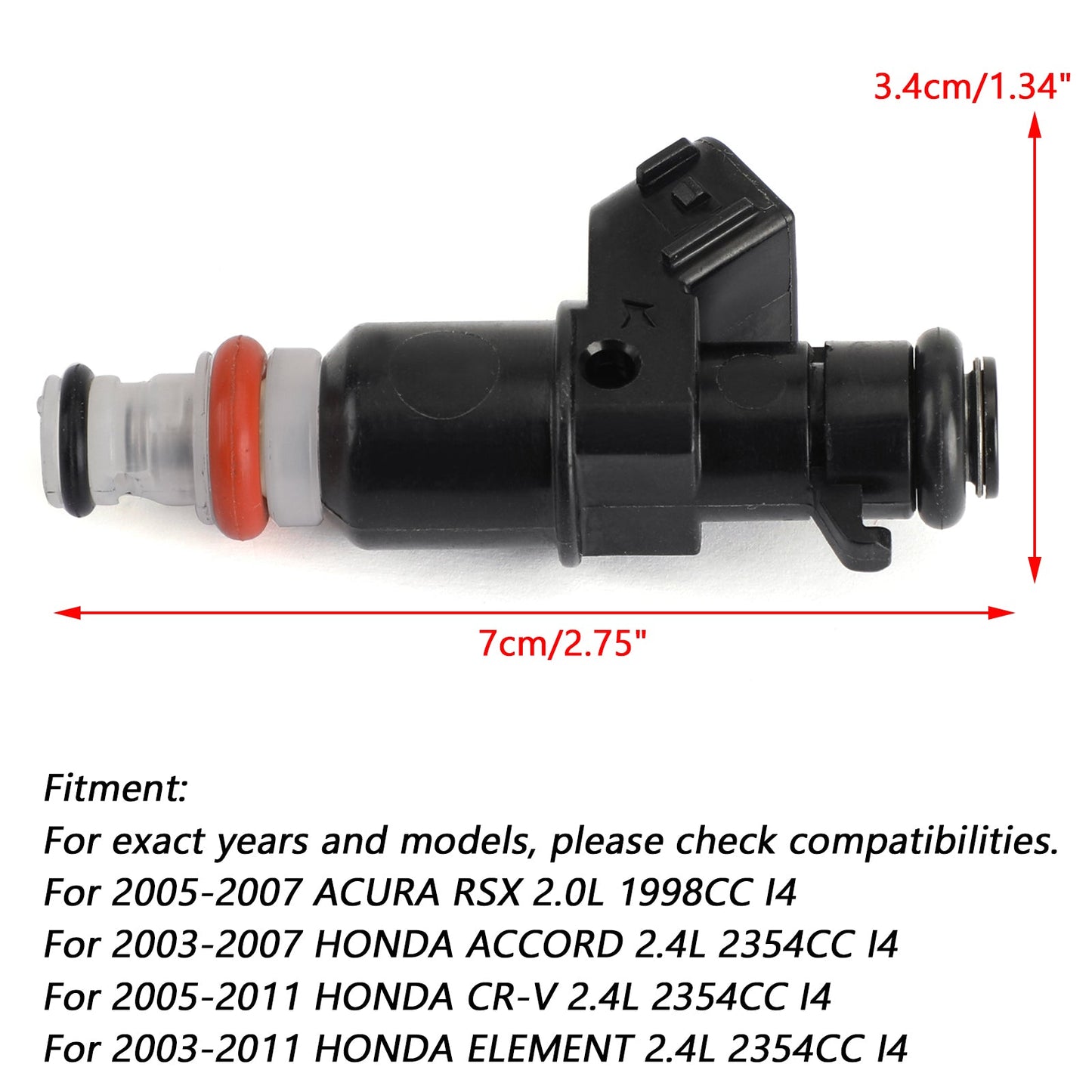 2003-2011 HONDA ELEMENT 2.4L 2354CC I4 4PCS Fuel Injectors 16450RAAA01 16450-RAA-A01
