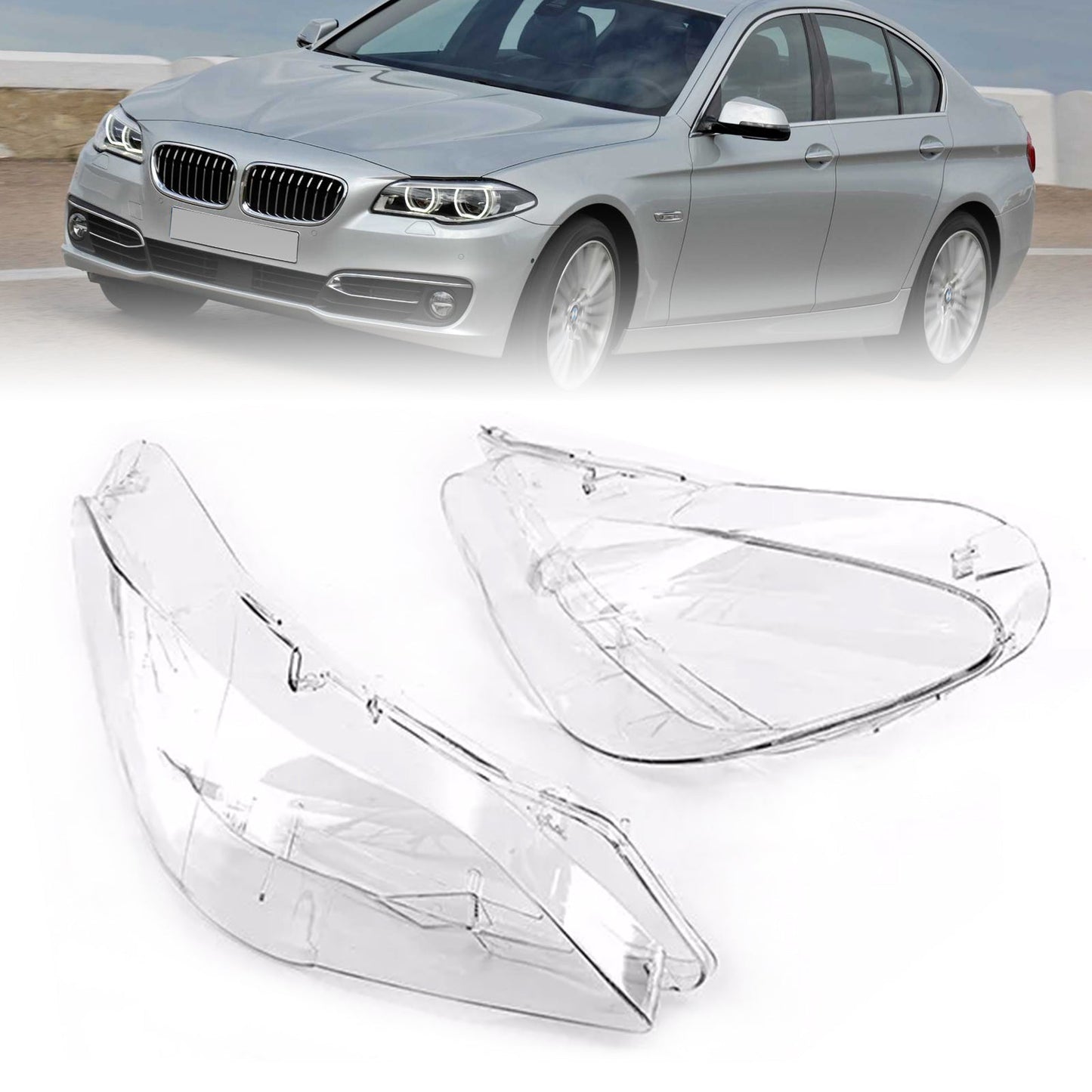 2 piezas de cubierta de lente de faro delantero para BMW Serie 5 F10 2010-2013, pantalla de lámpara izquierda y derecha 63117271912 63117271911