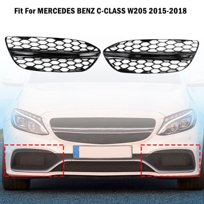 2015-2018 Mercedes Benz C-CLASS W205 Base Sedan Mesh Front Fog Light Cover 2058850723 2058851123 Generic