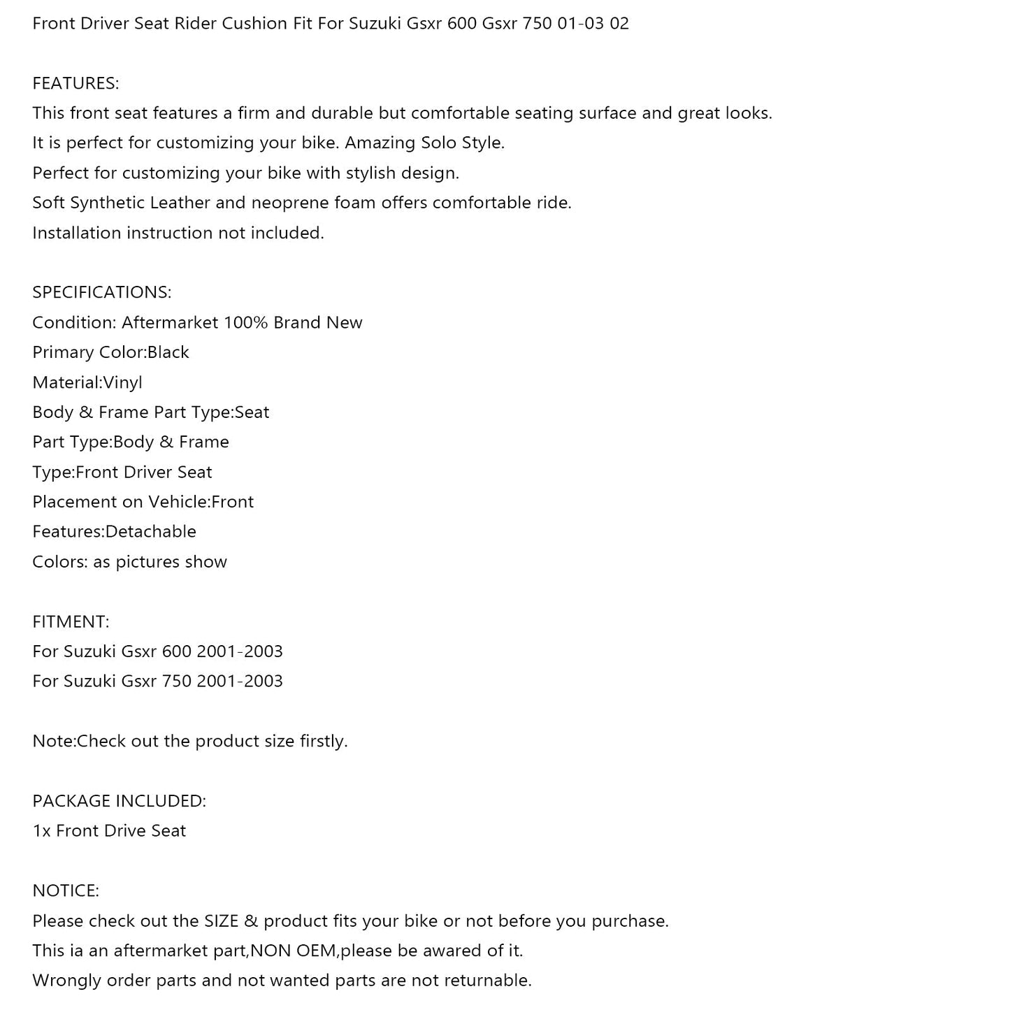 Front Driver Seat Rider Cushion Red Fit For For Suzuki Gsxr 600 Gsxr 750 96-00