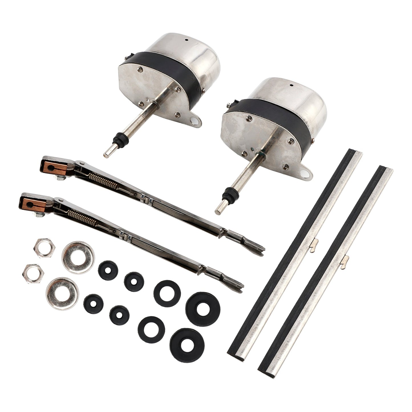 Par de motores de limpiaparabrisas de acero inoxidable Hot Street Rod 558SS S6558 para 32 vehículos Ford, barcos, Jeep y vehículos todo terreno.