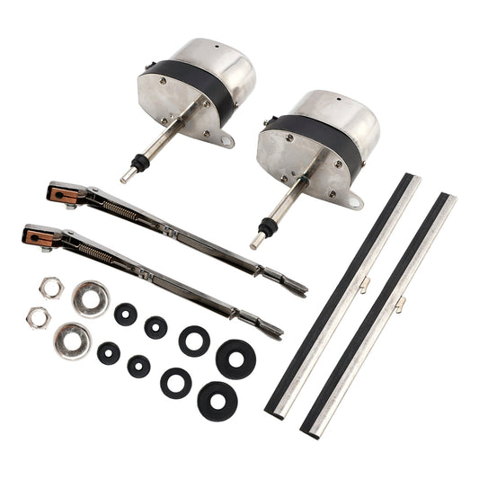 Par de motores de limpiaparabrisas de acero inoxidable Hot Street Rod 558SS S6558 para 32 vehículos Ford, barcos, Jeep y vehículos todo terreno.