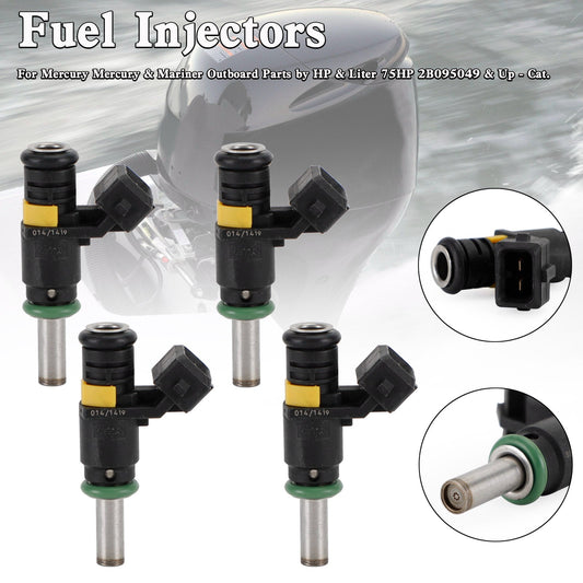 4 inyectores de combustible 8M6002428 para motor fueraborda Mercury de 150 HP y 4 tiempos