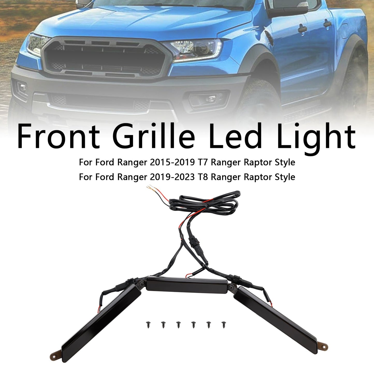 Front Bumper Grille Grill Yellow Led Light Fit Ford Ranger 2015-2023 T7 T8