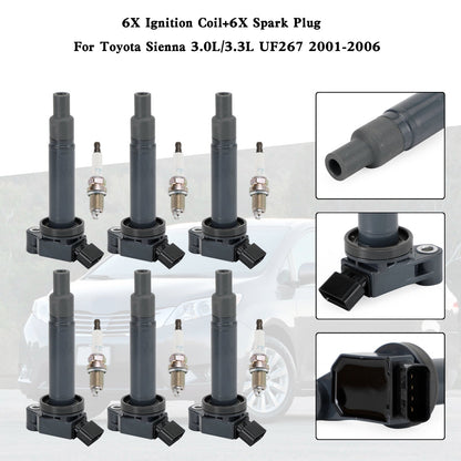 2006-2008 Lexus RX400h 3.3L V6 6PCS Ignition Coil+6PCS Spark Plug 90919-02234 UF267 1788315 6731301