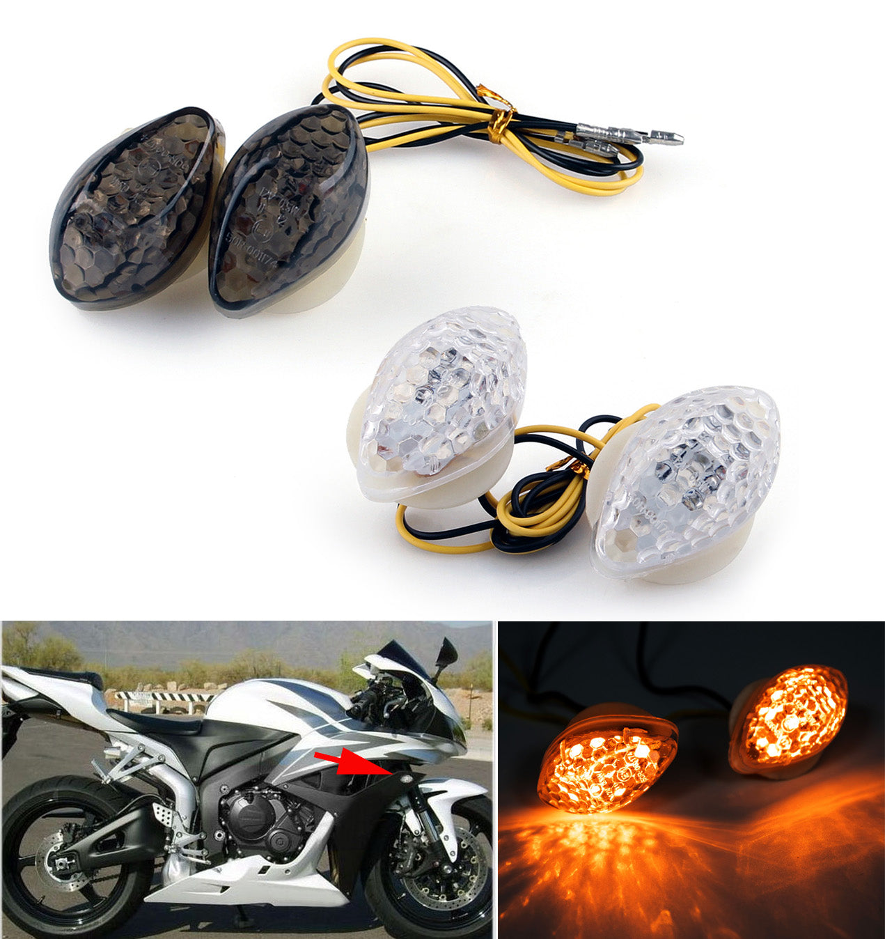 Clignotants LED F4 pour Honda CBR 600 1000RR (04-13) et CBR954 (02-03) et CBR929 (02-03)