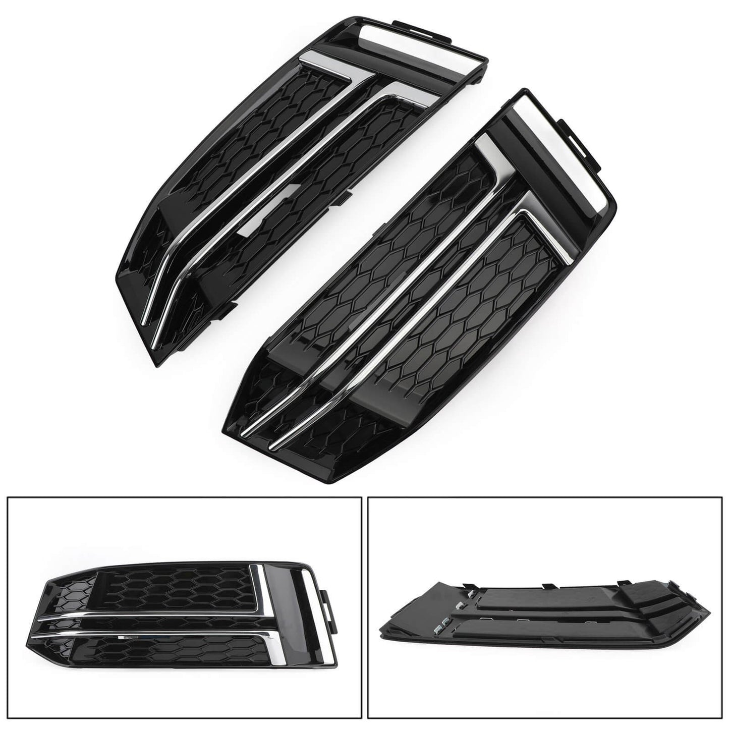 2016-2018 Audi S4/A4 B9 S-Line 8W0807681F 8W0807682F Pair Front Fog Light Cover Bumper Grill Generic