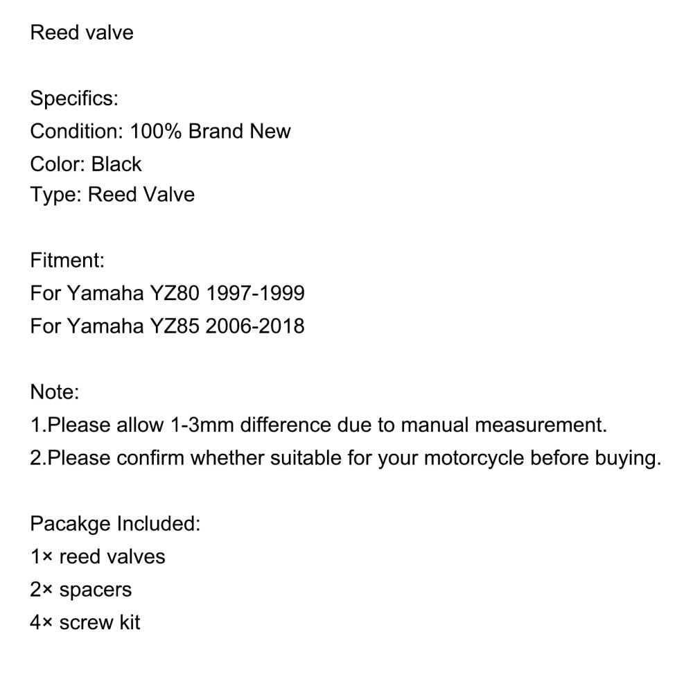 High Performance Reed Valve System For For Yamaha YZ80 1997-1999 YZ85 2006-2018