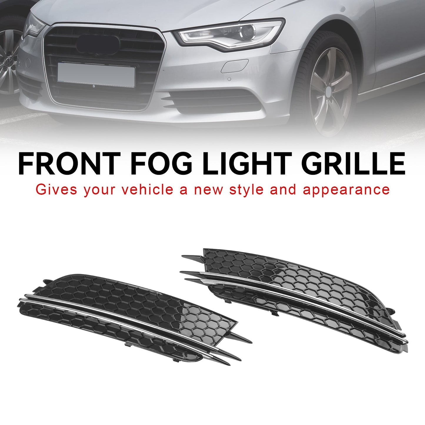 Audi 2012-2015 A6 C7 2PCS Front Fog Light Cover Bezel Grille