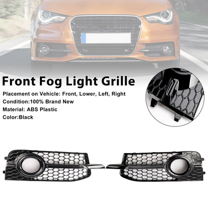 2011-2014 Audi A1 S-Line 8X 2PCS Front Bumper Fog Light Cover Grille Black Honeycomb Grill