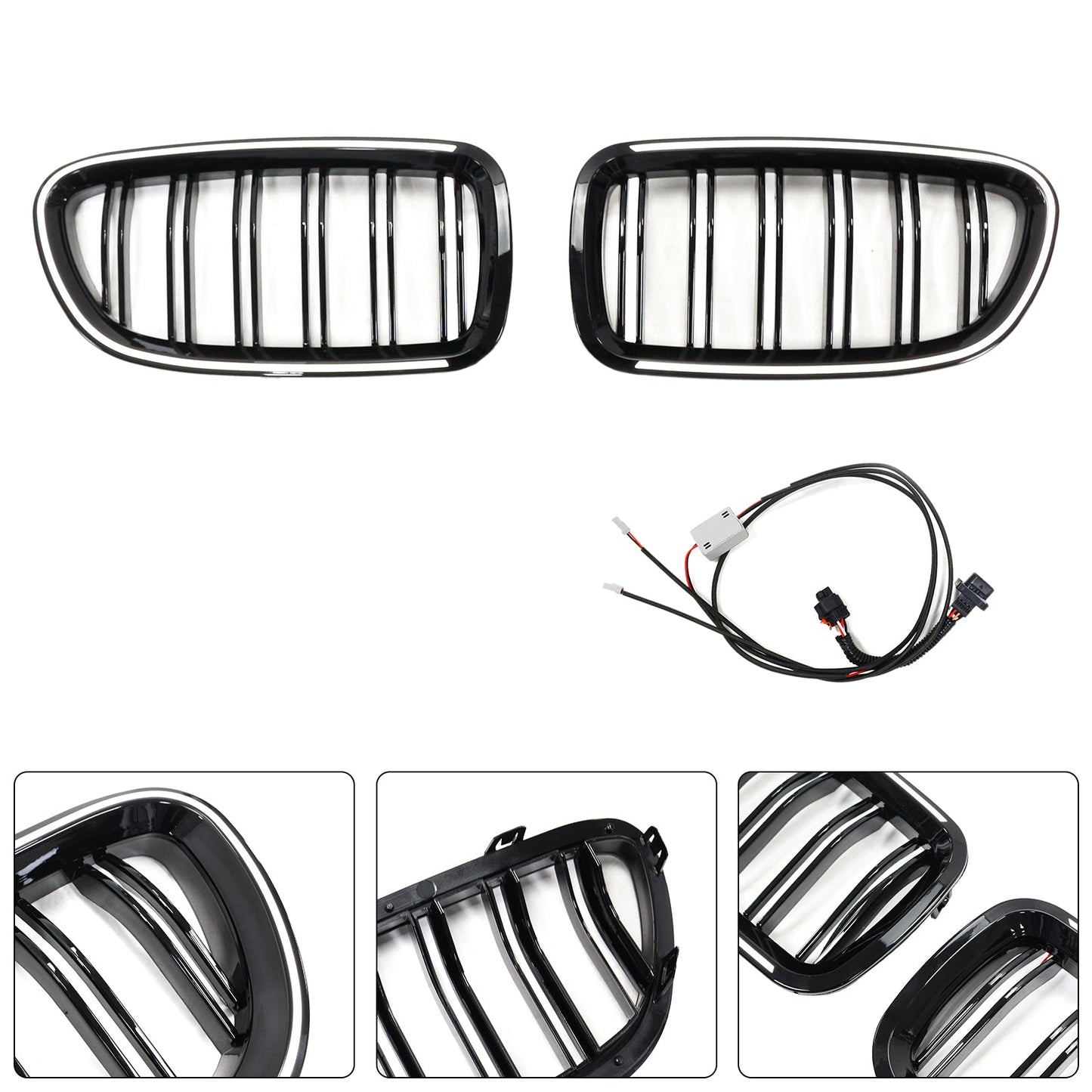 01.2009-10.2016 BMW 5 Series F10 Kidney Bumper Grille Grill Gloss Black 51137203649 51137203650