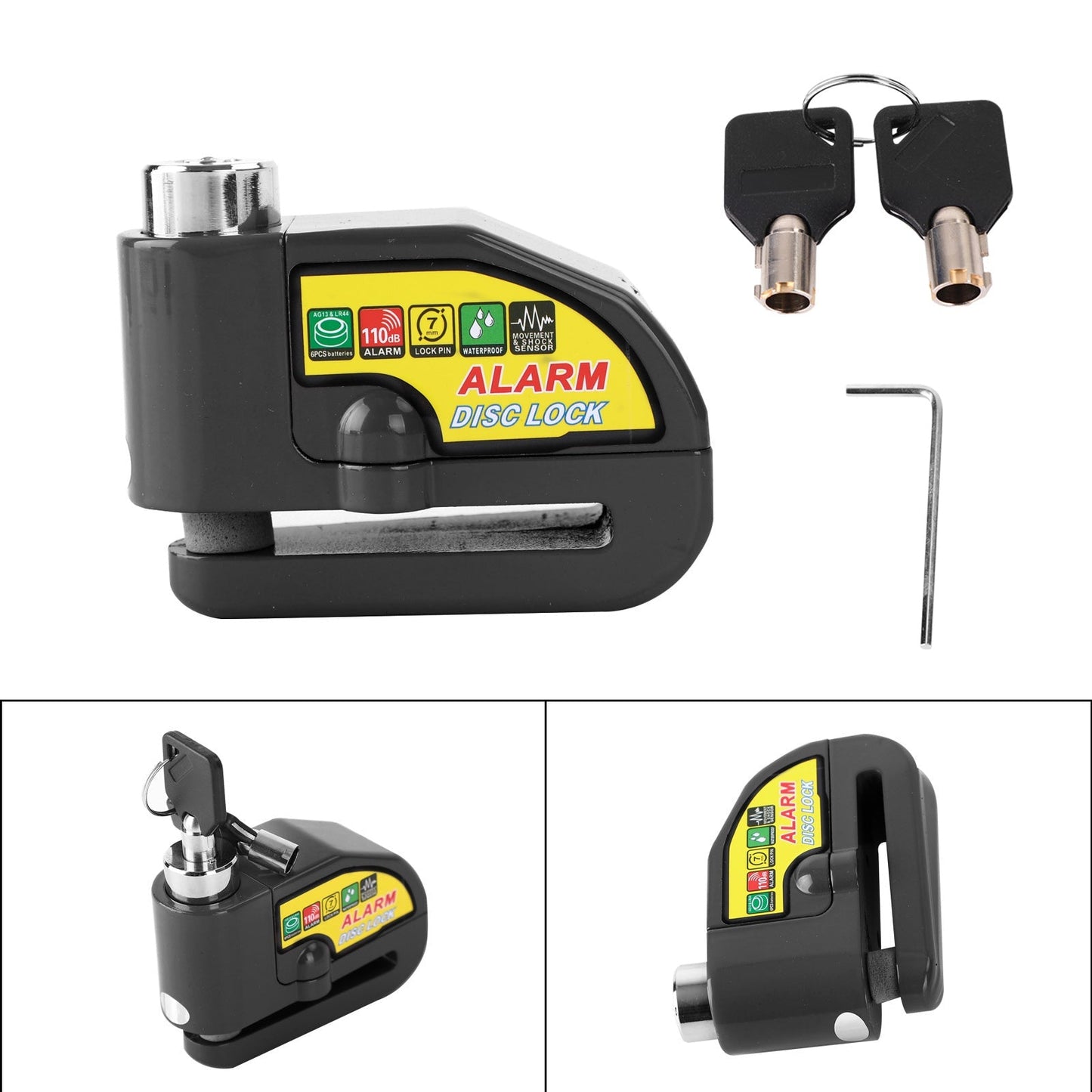 Alarma de bloqueo de freno de disco antirrobo para motocicleta, color azul