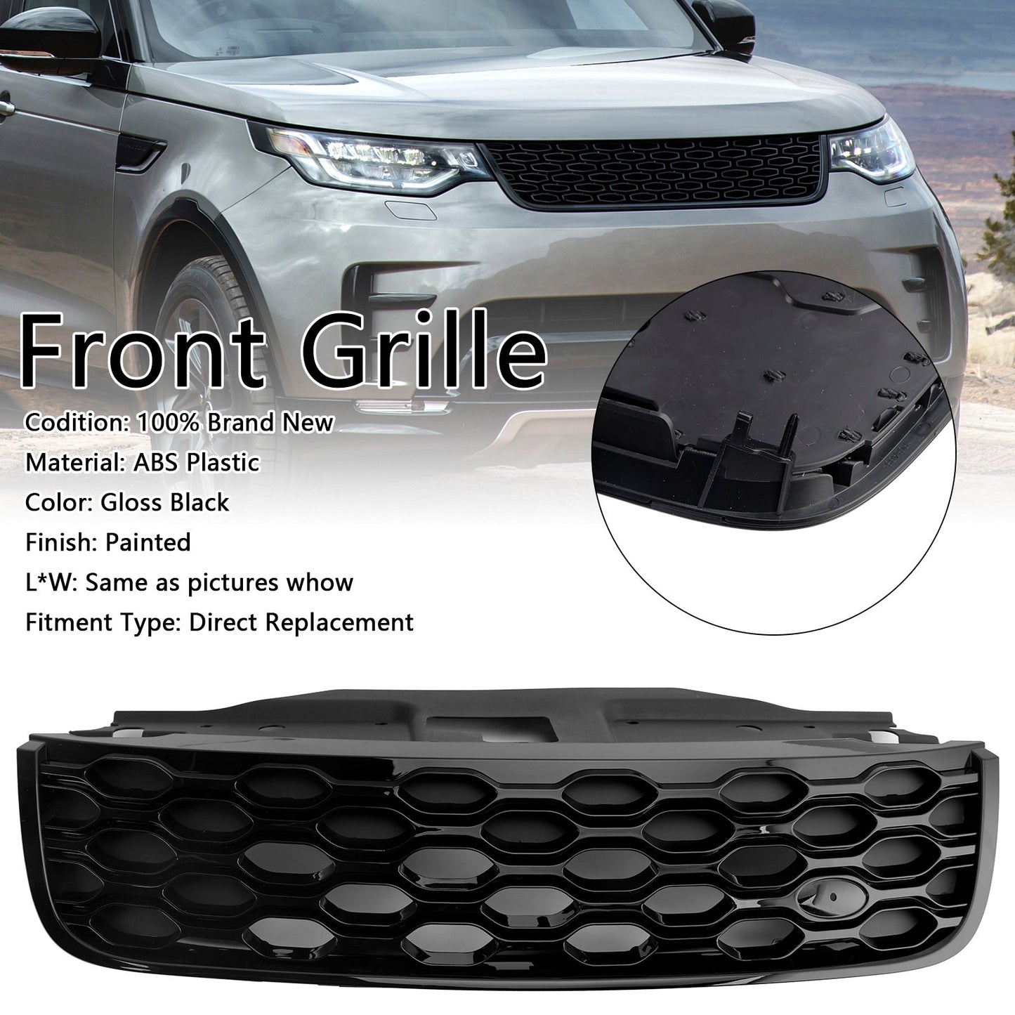 2017-2020 Land Rover Discovery 5 Honeycomb Style Grill Front Bumper Replacement Black Grille LR082695