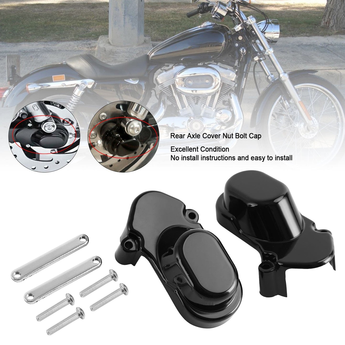 Cache-écrou de couvercle d'essieu arrière pour Sportster 1200 XL1200C 883 2005-2017, noir