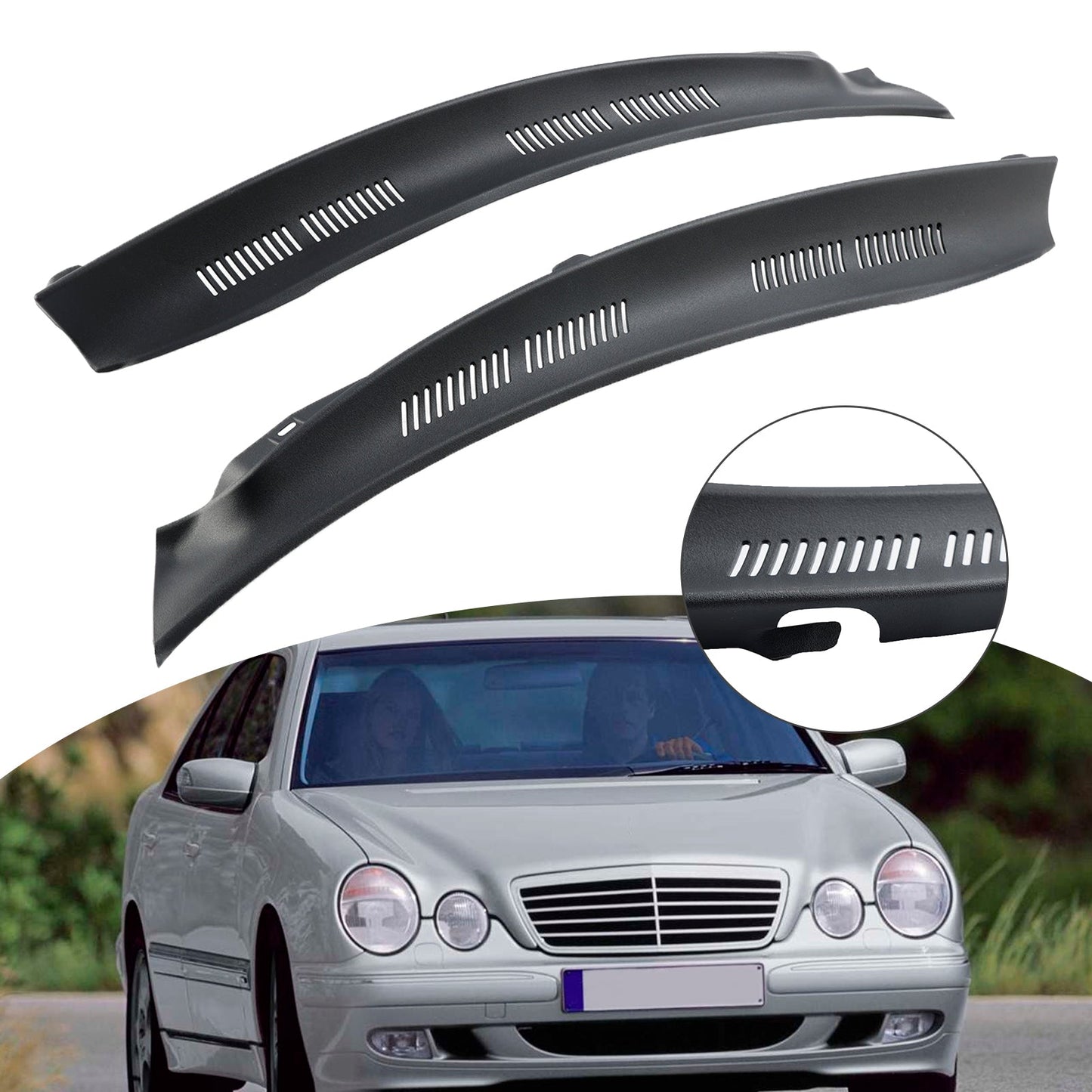 Grille de pare-brise d'essuie-glace droite et gauche pour Mercedes Benz W210 E430 (1998-2002) 2108311058 2108310958