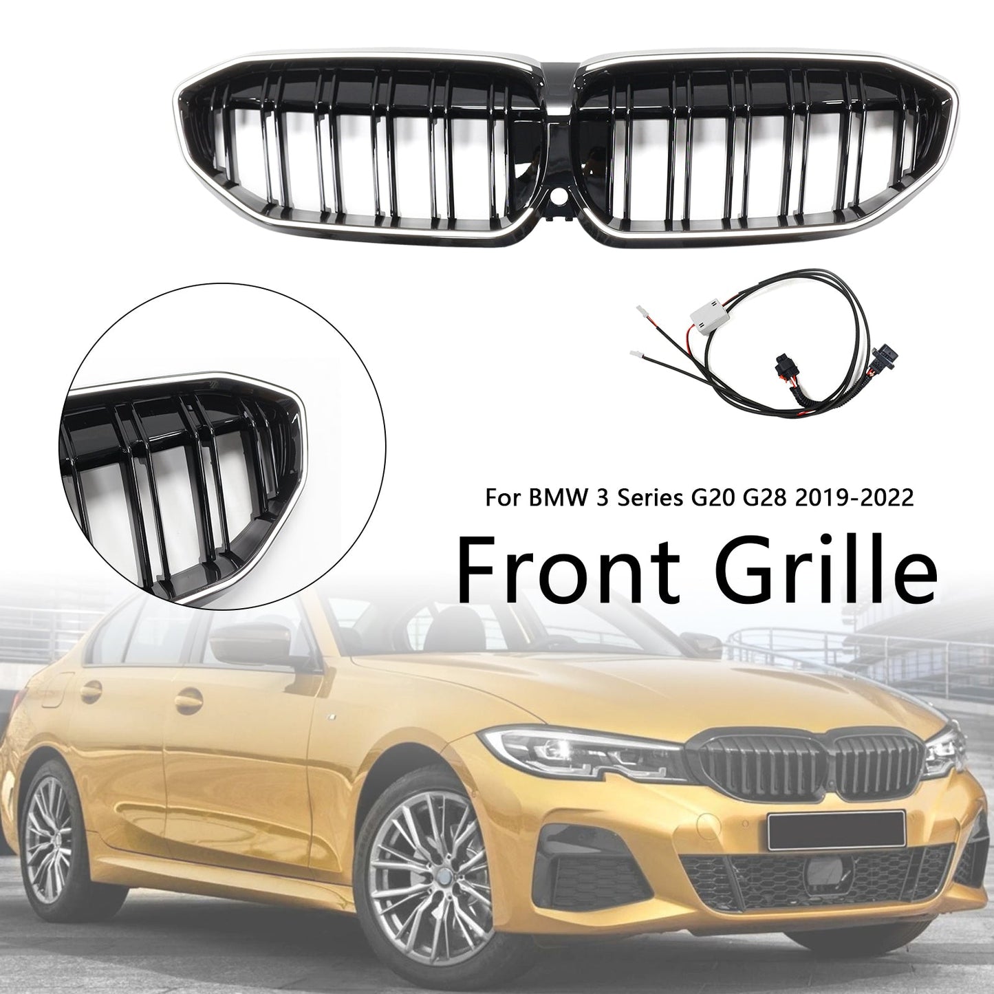 2019-2022 Double Slat Black Kidney Grille 51138072085 Fit BMW 3 Series G20