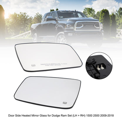 2009-2018 Dodge Ram 1500 2500 Left Right Side Door Side Heated Mirror Glass