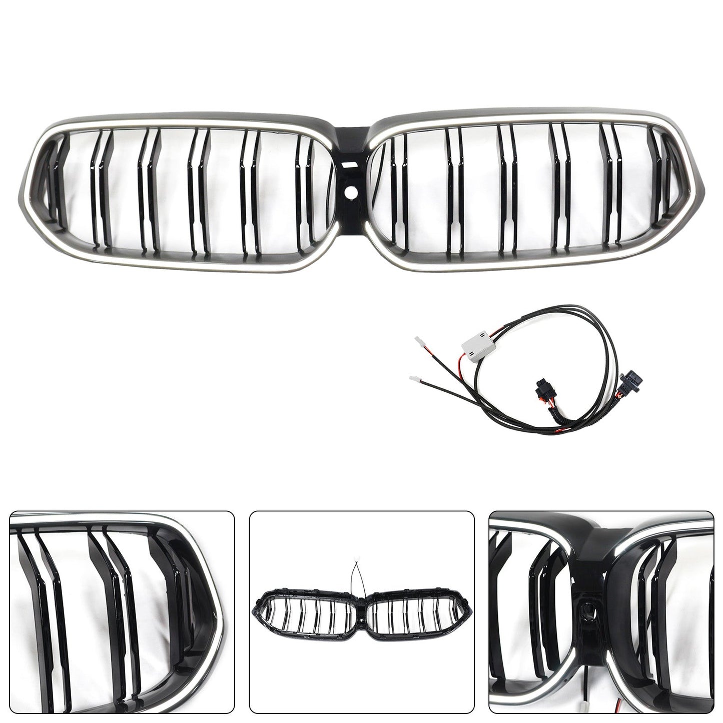Double Slat Black Front Kidney Grill Grille Fit BMW 6 Series G32 2020-2025