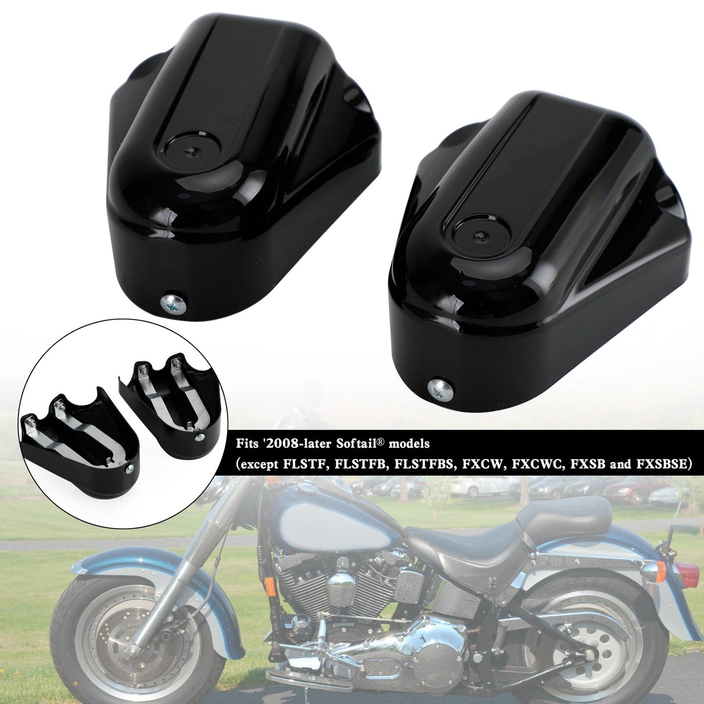 Bar Shield Rear Axle Covers Swingarm For Softail FLS FLSTN 2008-2020
