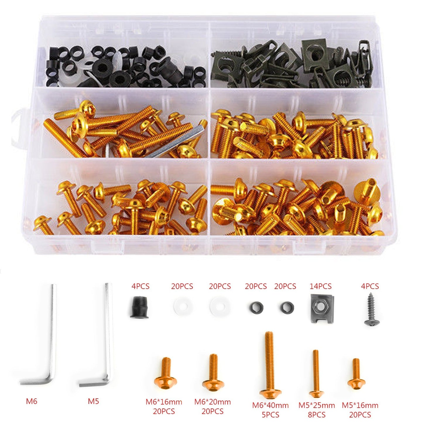 Honda Yamaha Suzuki Kawasaki 177PCS Fairing Bolt Kit Bodywork Screws