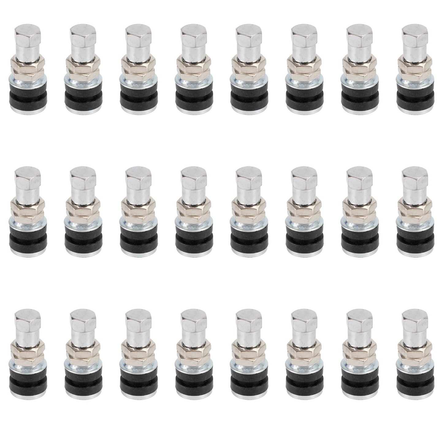 24 vástagos de válvula de neumático TR161 de metal cromado con pernos, orificios de válvula de 0,453", 1-1/4" de largo