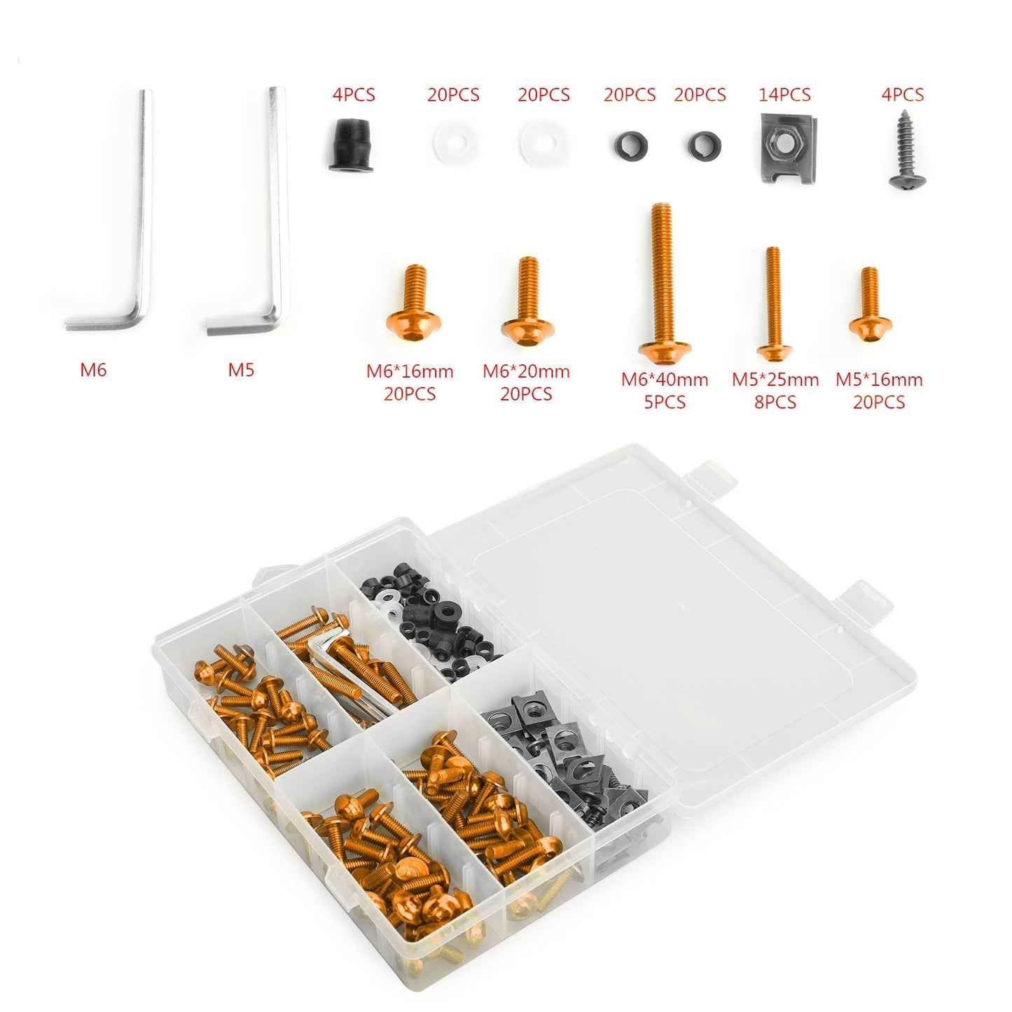 Honda Yamaha Suzuki Kawasaki 177PCS Fairing Bolt Kit Bodywork Screws