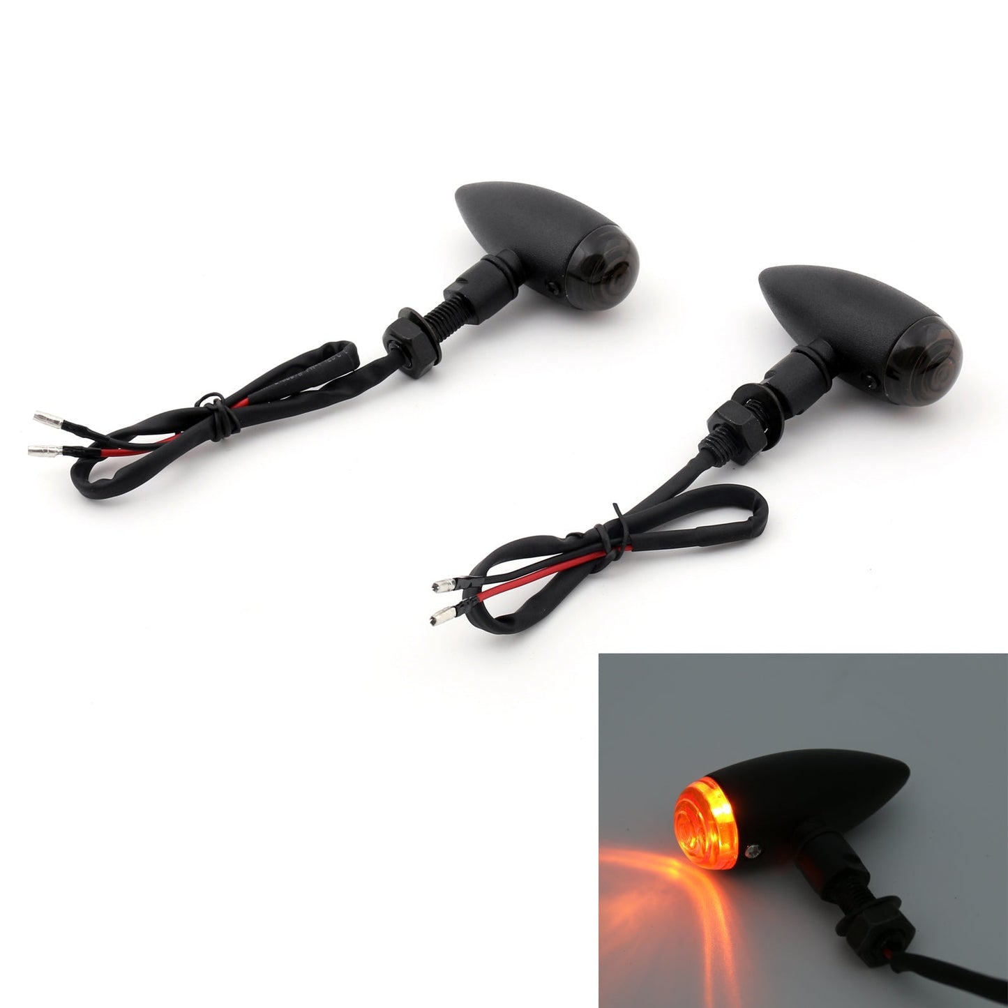 Harley Motorcycle Custom Bike Cruiser Bobber Chopper Bullet Turn Signal Light Fit Black Assosary