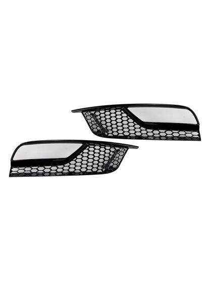 Gloss Black Front Fog Light Grill Covers Fit Audi A3 8V Sedan 2013-2016