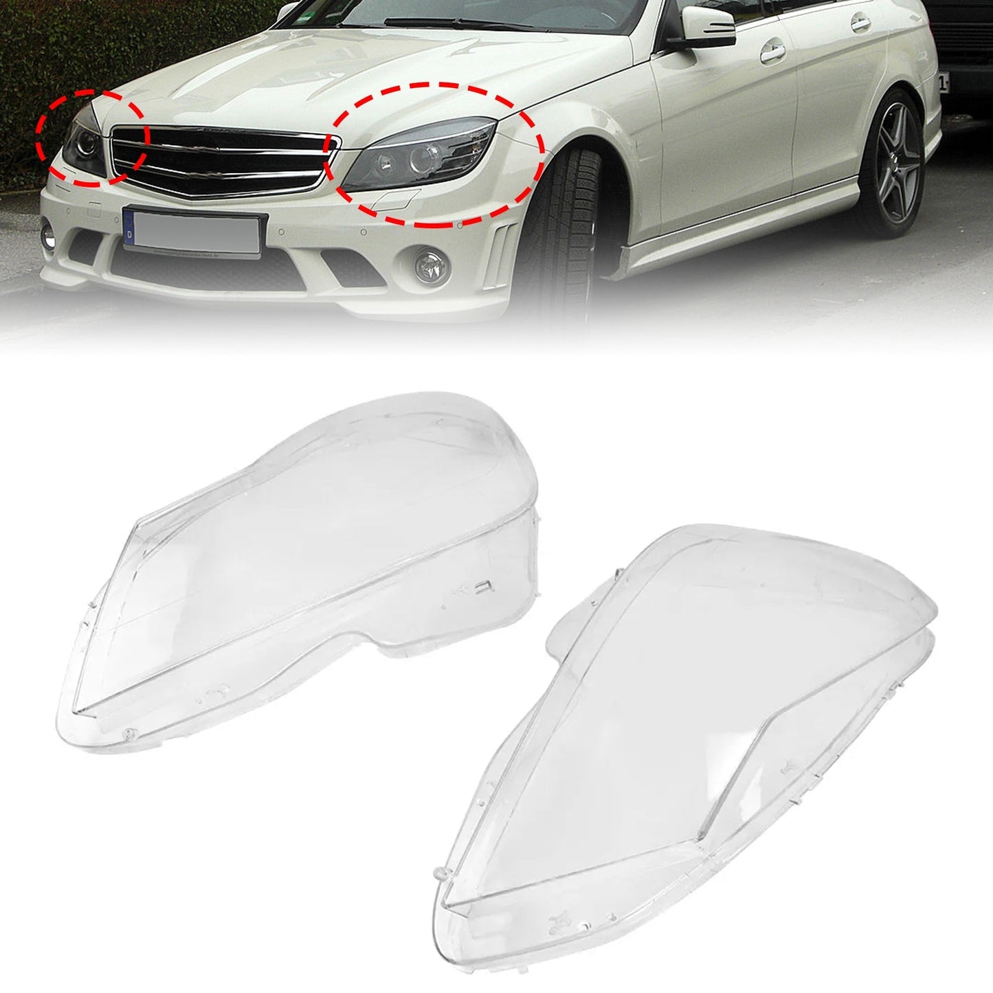 2011-2015 Mercedes Benz Classe C W204 2 pièces couvercle de lentille de phare avant abat-jour A2048203539 A2048203639