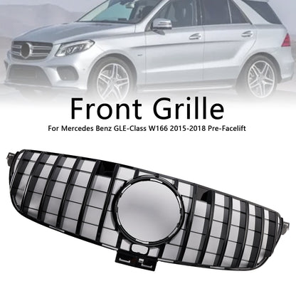 GT Style Front Bumper Grille Grill Fit Mercedes Benz GLE-Class W166 2015-2018