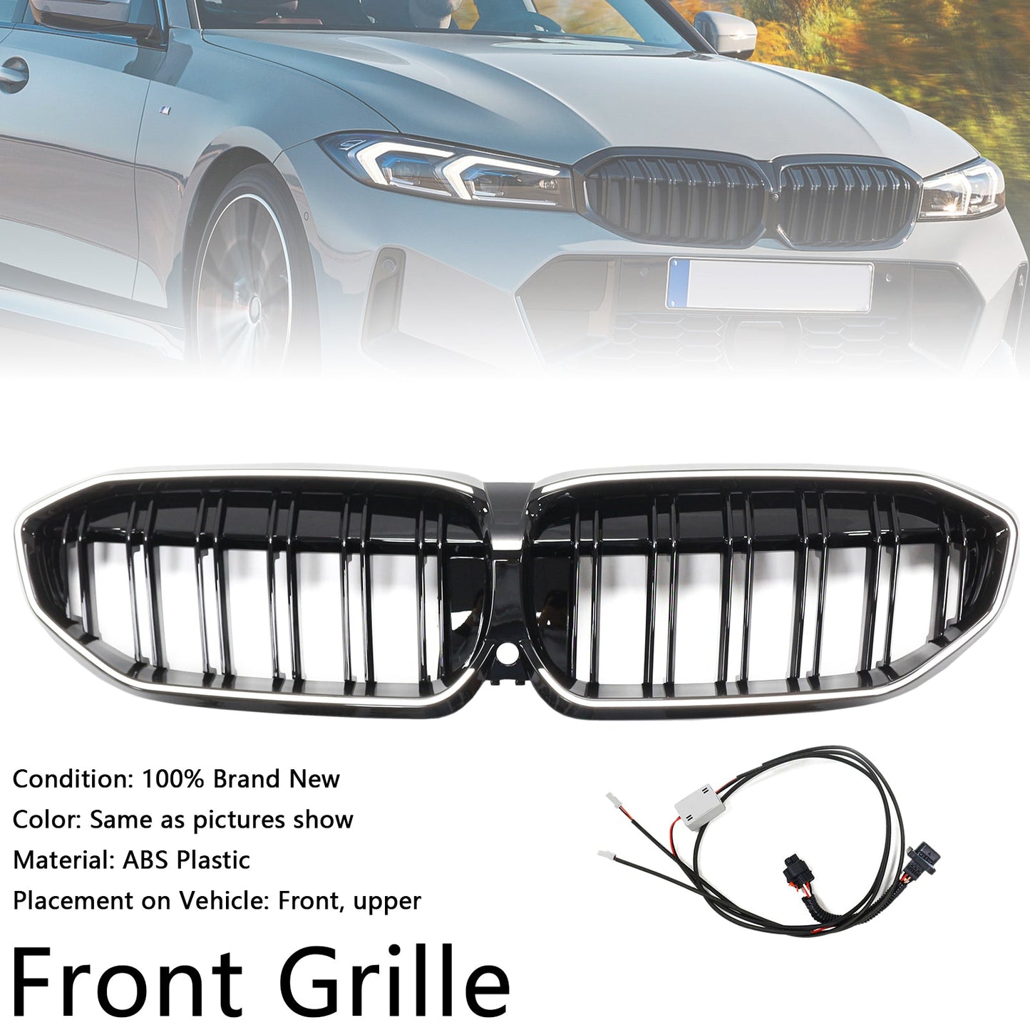 2019-2022 Double Slat Black Kidney Grille 51138072085 Fit BMW 3 Series G20
