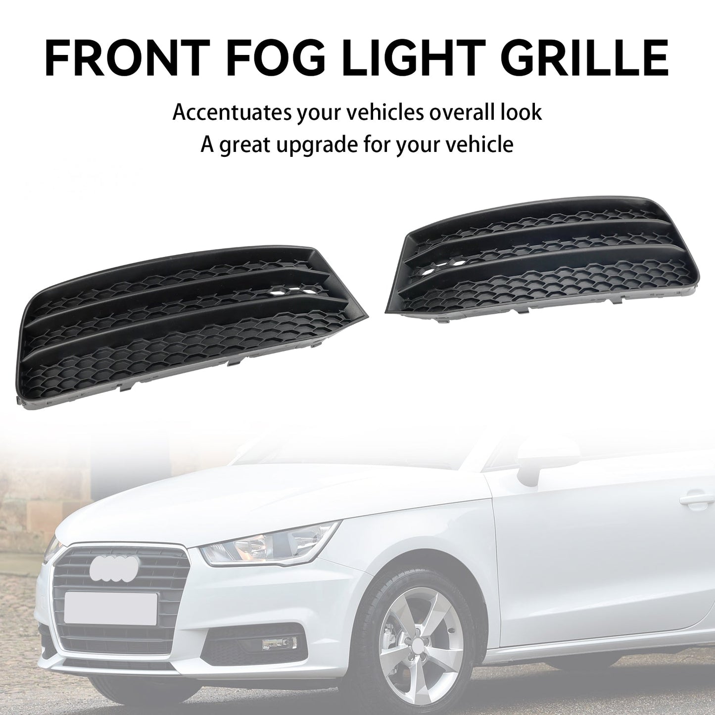 2015-2018 Audi A1 8X 2PCS Grille 8XA807681B 8XA807682B Front Bumper Fog Light Cover Grill