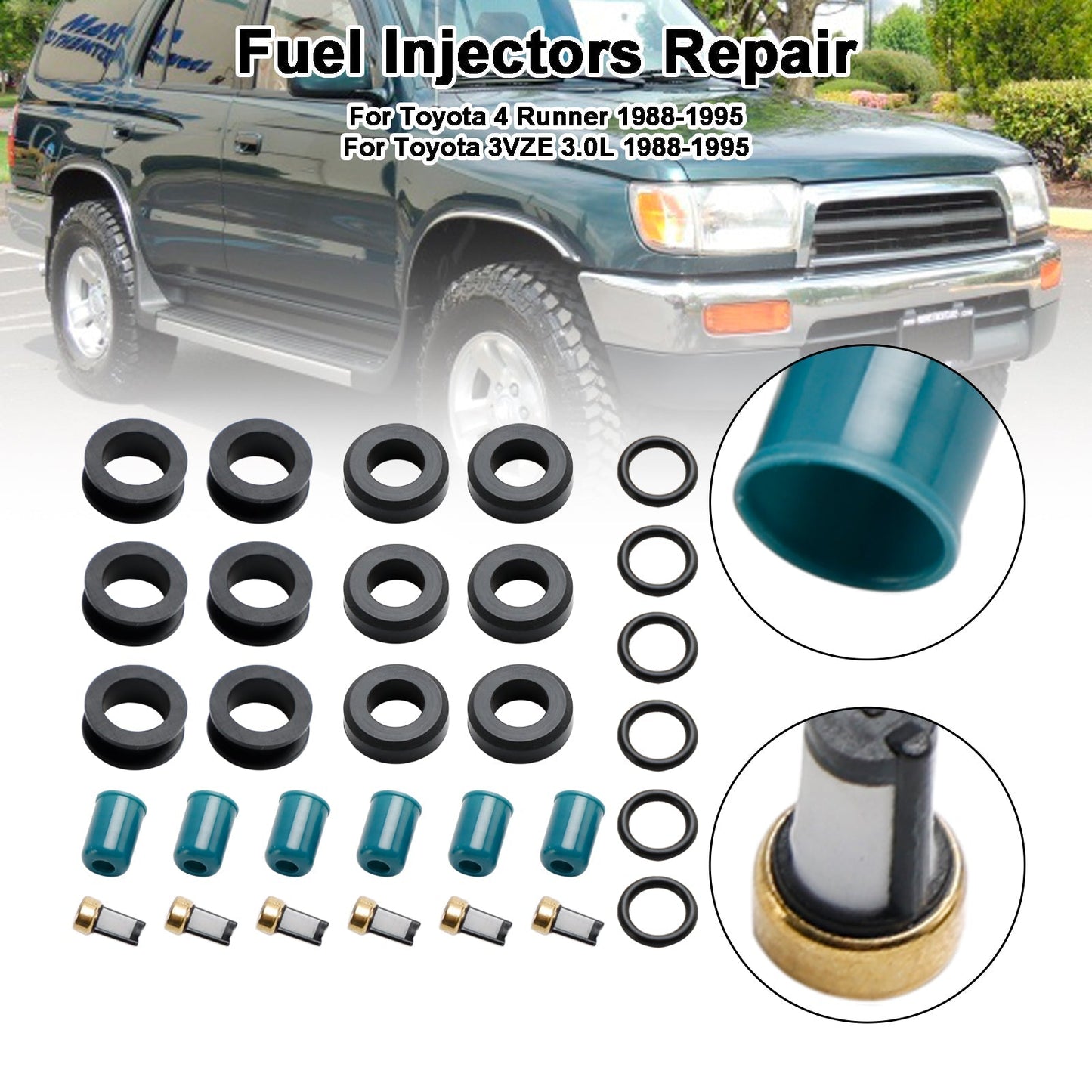 1988-1995 Toyota 4 Runner 3VZE Truck Fuel Injector Repair Seal Rebuild Kit 4-319