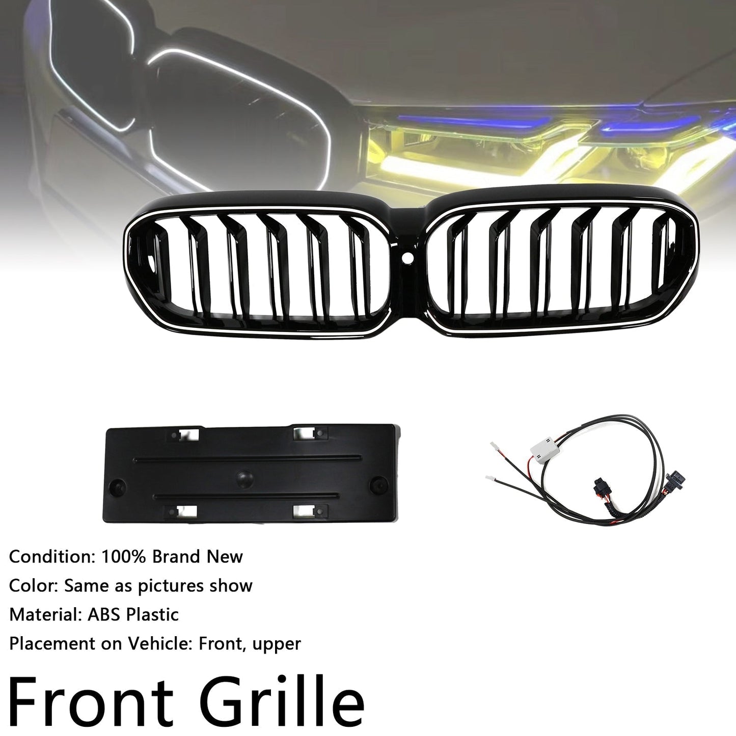 2021-2024 BMW 5 Series G30 G31 G38 Double Slat Front Kidney Grille Gloss Black