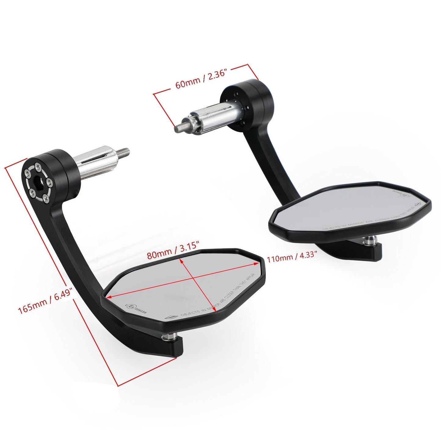Rétroviseur de guidon de moto noir 7/8" en aluminium CNC personnalisé de 22 mm