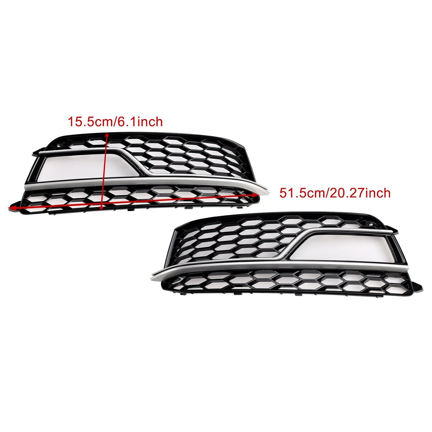 2013-2016 Audi A5 Sline / S5 2PCS Front Fog Lamp Black Grill Honeycomb Replacement Grille