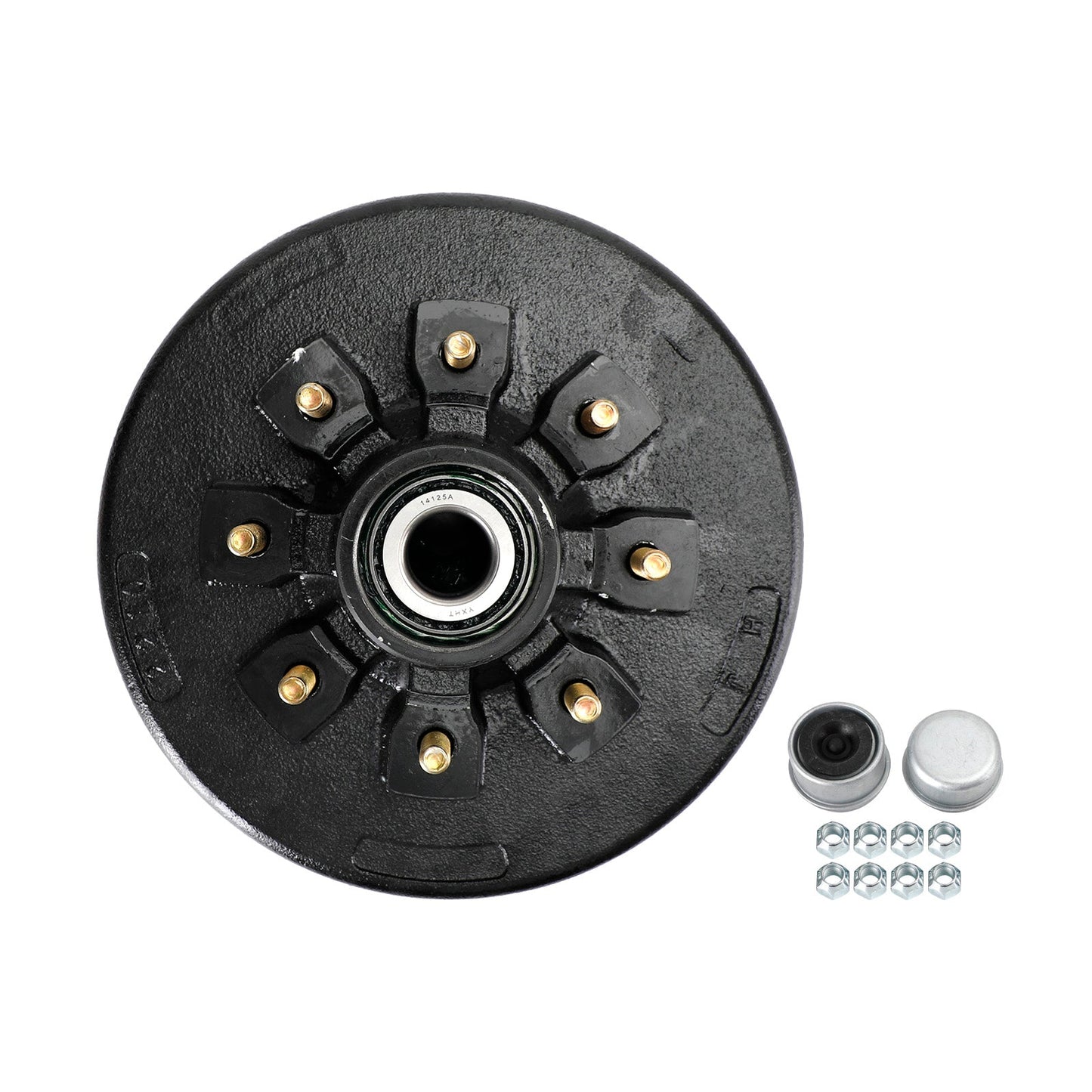 Grease Trailer Hub and Drum Assembly for 5.2K-7K Axles-12"-8 on 6.5-Pre-Greased