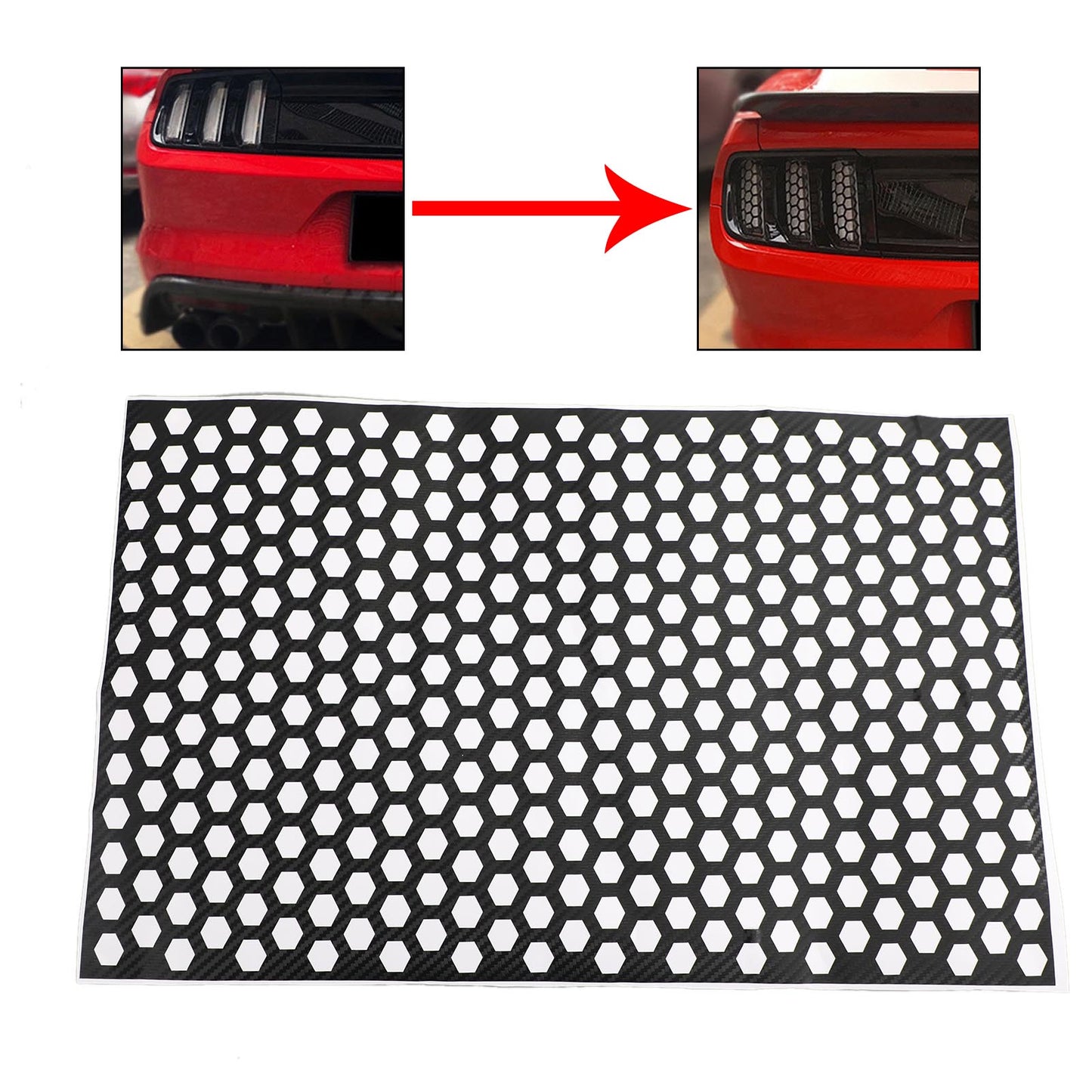Autocollant de feu arrière en carbone pour voiture, accessoire en nid d'abeille