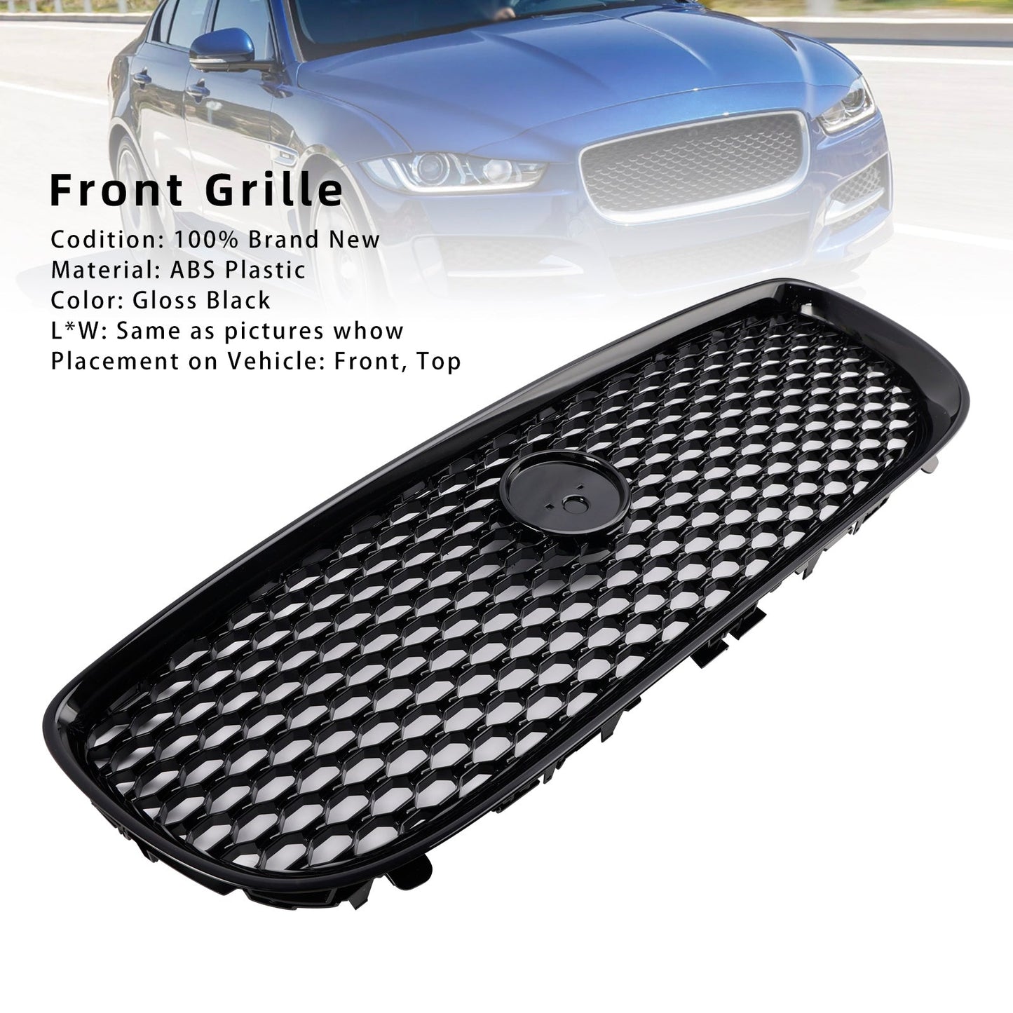 2015-2018 Jaguar XE Gloss Black Honeycomb Front Bumper Grille Grill