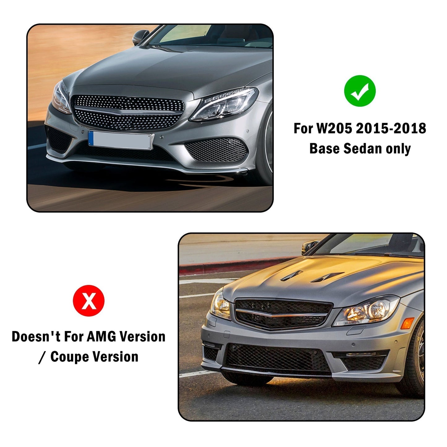 Mercedes Benz 2015-2018 C-Class W205 Base Sedan 14475205 2PCS Front Fog Light Cover