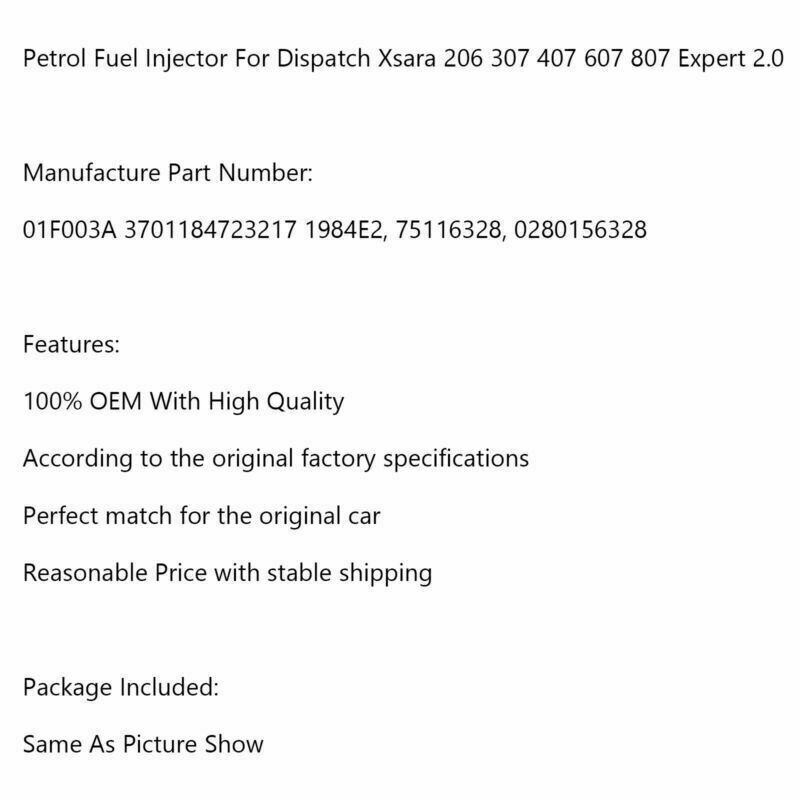 Injecteur de carburant essence compatible avec Dispatch Xsara 206 307 407 607 807 Expert